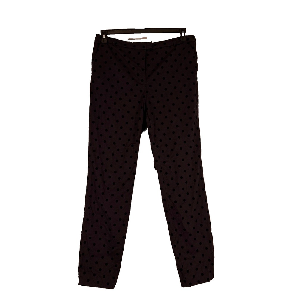 Soft Surroundings Sz 8 Delano‎ Dot Pants Black Whimsigoth Neutral Flocked Dots